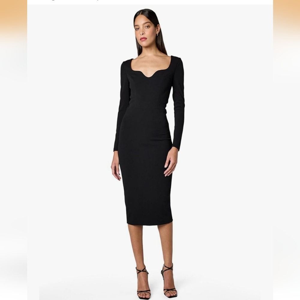 Dress The Population Black Sonia Long Sleeve Dress size XXL Sweetheart Neck